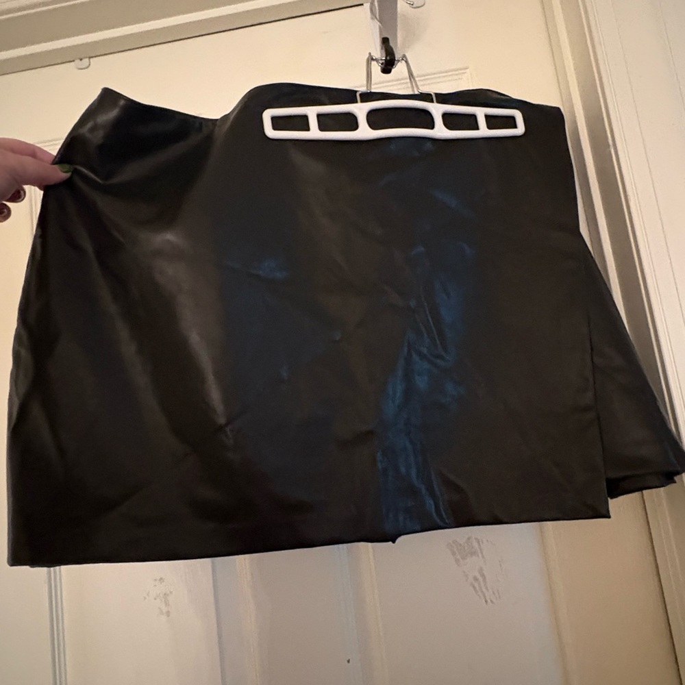 Black Faux Leather Skort